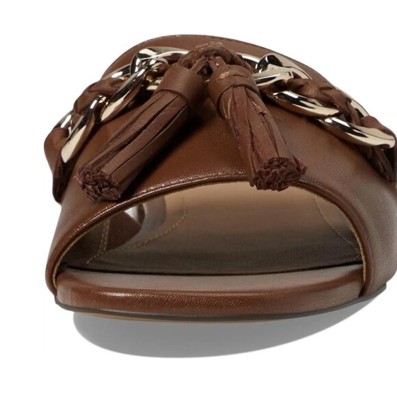 NEW JOHNSTON AND MURPHY Leather Lilly Chain Slide Sandals black for women 253 - Picture 3 of 7